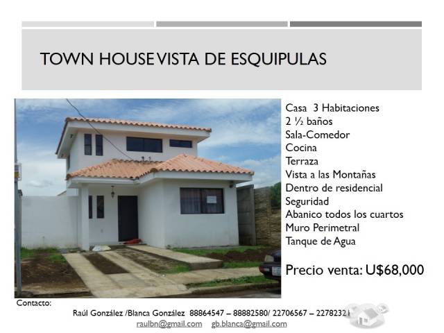 Venta Town House en Vistas de Esquipulas - 1